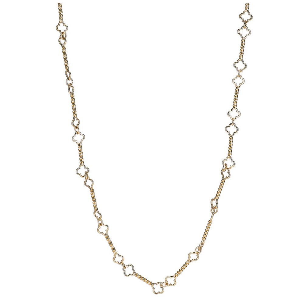 Asha Quatrefoil Chain Necklace in Gold 34" long